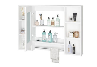 Bathroom Mirror Cabinet with Six Compartments  - Available in Two Colours