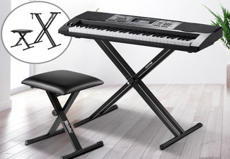 Melodic X-Shaped Adjustable Keyboard Stand & Seat Set