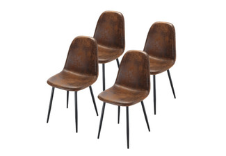 Four-Piece Suede Dining Chair Set