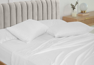 Four-Piece Royal Comfort 1500TC Cotton Rich Fitted Sheet Set - Available in Three Colours & Two Sizes