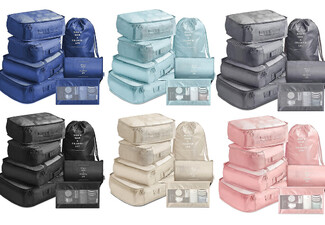 Seven-Piece Travel Packing Cube Luggage Organiser - Available in Six Colours