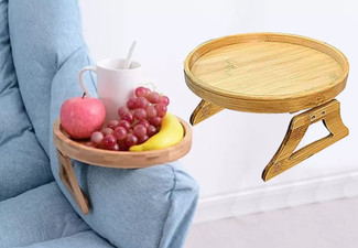 Natural Bamboo Sofa Armrest Clip-On Tray