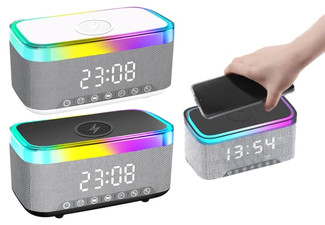 Bluetooth Speaker Smart Alarm Clock with Wireless Charging - Two Colours Available