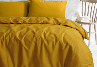 Amsons Royale Cotton Mustard Quilt Cover Set - Option with Extra Standard Pillowcase