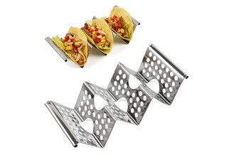 Four-Pack Stainless Steel Taco Holder - Option for Eight-Pack