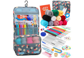 120-Piece Crochet Kit for Beginners Incl. Yarn, TPR Hooks Set & Storage Bag