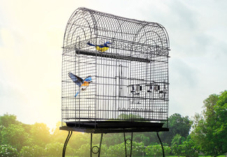 Large Stand-Alone Bird Cage on Wheels