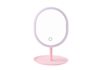 Rechargeable LED Light Touch Screen Makeup Vanity Mirror with Round Tray