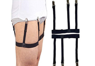 Men's Dress Shirt Stays Thigh Suspender with Non-Slip Locking Clamps