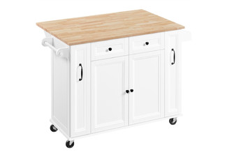 Island Kitchen Cart with Wood Top