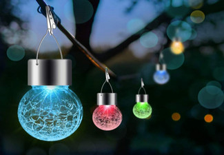Solar Powered Crackle Ball Chandelier - Three Colours Available - Options for a Six or Twelve-Pack