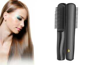 USB Rechargeable Ionic Hair Brush Straightening Tool - Two Colours Available