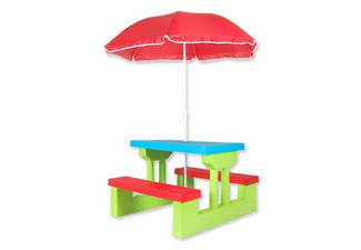 Kids Outdoor Picnic Table Set with Umbrella