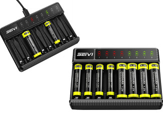Eight-Slot Smart Battery Charger with LED Display - Option for Two
