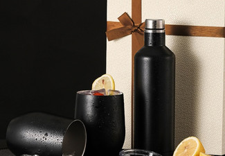 Stainless Steel Insulated Wine Bottle Set with Two Tumblers - Four Colours Available