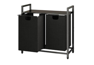 Dual Laundry Hamper with Pull-Out Bags & Steel Top Shelf