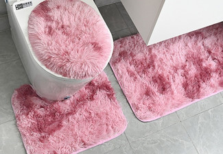Non-Slip Three-Piece Bathroom Mat Set - Five Colours Available