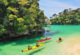 Per-Person, Twin-Share Three Day All Inclusive Abel Tasman National Park Kayak & Walk, incl. All Meals (Breakfast, Lunch & Dinner), Beachfront Lodge Accommodation, Vista Cruise & Transfers - 2026 & 2027 Dates Available