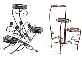 Levede Metal Plant Stand Rack - Available in Two Colours, Two Styles & Option for Two-Pack