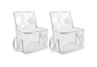 Two Large Clear PVC Office Storage Bags with Reinforced Handles