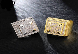 Iced Out Square Ring - Two Colours & Five Sizes Available
