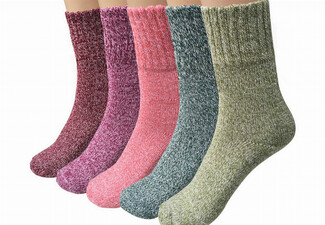 Five Pairs of Unisex Winter Warm Knit Socks - Available in Three Styles