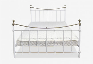 High Metal Victorian Bed Frame with Engraved Castings - Available in Four Clours