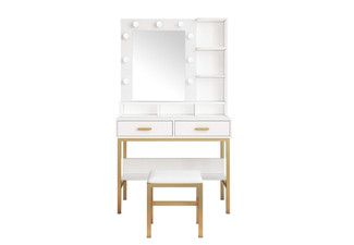 Dressing Table & Stool Set with Nine-LED Mirror