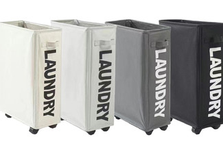 Foldable Washing Hamper with Four-Piece Wheels - Option for Four Colours & Two-Pack Available