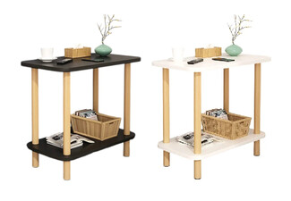Two-Tier Rectangle Wooden Side Table - Available in Two Colours