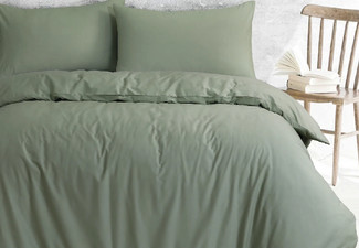 Amsons Light Sage Royale Cotton Quilt Duvet Doona Cover Incl. Pillowcase - Six Sizes Available