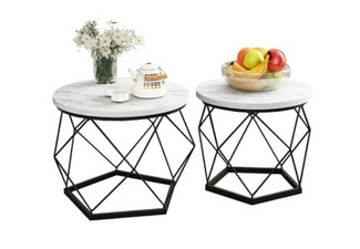 Two-Piece Faux Marble Top Round Coffee Table Set