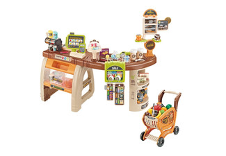 65-Piece Kids Supermarket Toy Set with Trolley