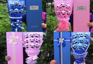 Plush Toy Pink or Blue Bouquet Gift - Two Colours & Two Styles Available