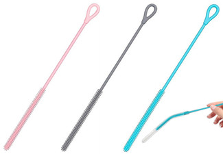 Two-Piece Silicone Straw Cleaner Brush - Available in Three Colours