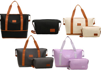 Two-Piece Expandable Overnight Travel Bag Set - Available in Four Colours