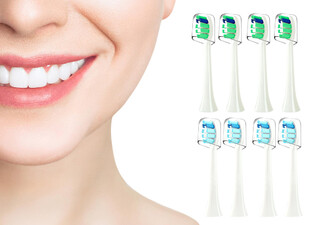 Eight-Piece Replacement Toothbrush Heads with Dust Cover Compatible with Philips Electric Toothbrush