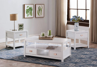 Three-Piece Solid Wood Top Living Room Table Set - Available in Two Colours