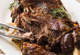 Tender Whole Baked Lamb Shoulder with Rosemary, Garlic & Scalloped Potatoes - Option for Slow Cooked Juicy Leg of Lamb - Pick Up Only, Two Locations Available