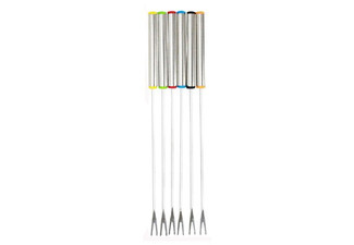 Six-Pack Stainless Steel Fondue Forks - Option for 12-Pack