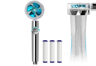 360-Degree Rotating Shower Head with Three-Piece Filter Set - Available in Three Colours & Option for Two Sets