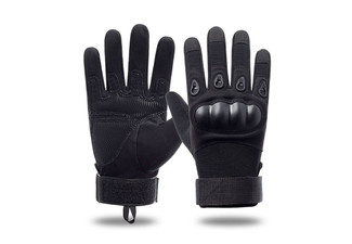 Full Finger Black Tactical Gloves for Outdoor Protective Sports - Three Sizes Available