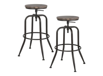 Pair of Walnut Industrial Barstools