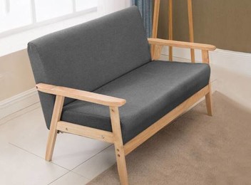 Wooden Three-Seater Sofa