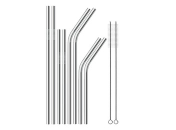 10-Piece Stainless Steel Straws Set