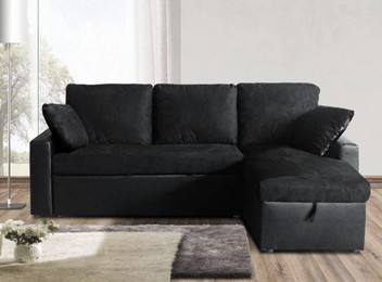 Black Storage Three-Seater Sofa