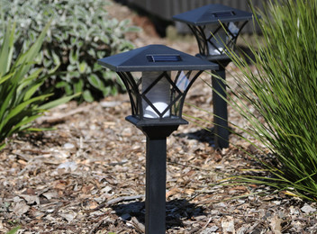 Two Flame Effect Solar Post Lights