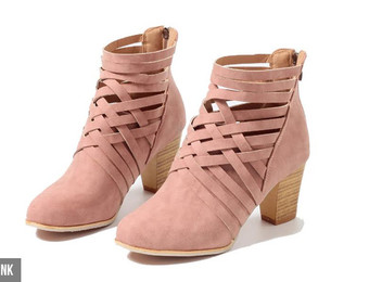 Cross Strap Cage Ankle Boots