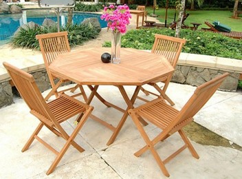 Teak 5-Piece Outdoor Garden Set