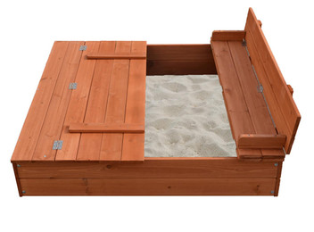 Wooden Sandpit with Bench Seats
